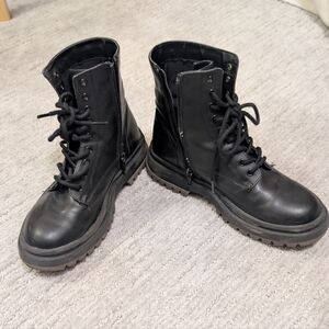 Zara Girls Black Lace-Up Combat Boots